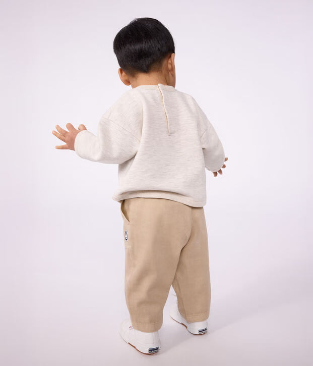 Pantaloni stile cargo in cotone tinta unita con stemma Petit Bateau
