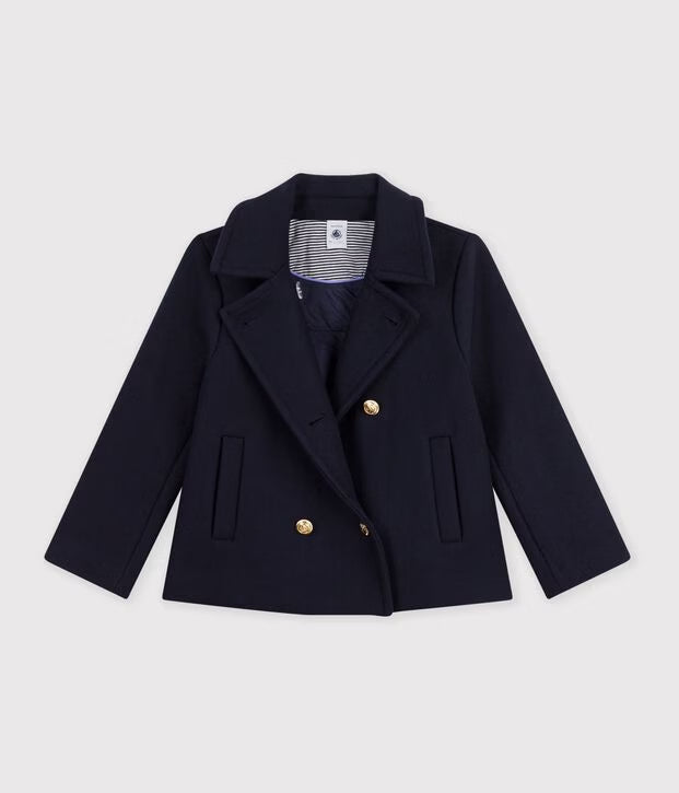Caban bambina in panno di lana Petit Bateau