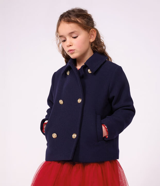 Caban bambina in panno di lana Petit Bateau