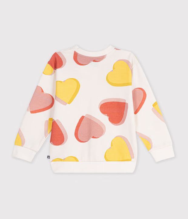 Felpa in cotone con stampa a cuori Petit Bateau