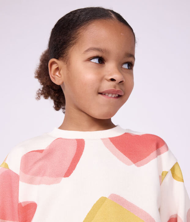 Felpa in cotone con stampa a cuori Petit Bateau