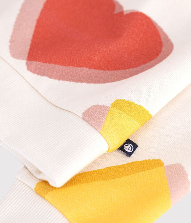 Felpa in cotone con stampa a cuori Petit Bateau