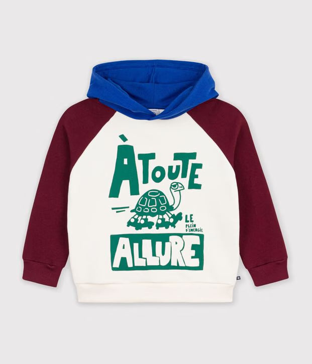 Felpa con cappuccio in cotone stampato Petit Bateau