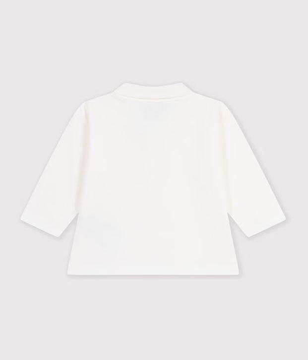 Polo a maniche lunghe in cotone tinta unita Petit Bateau