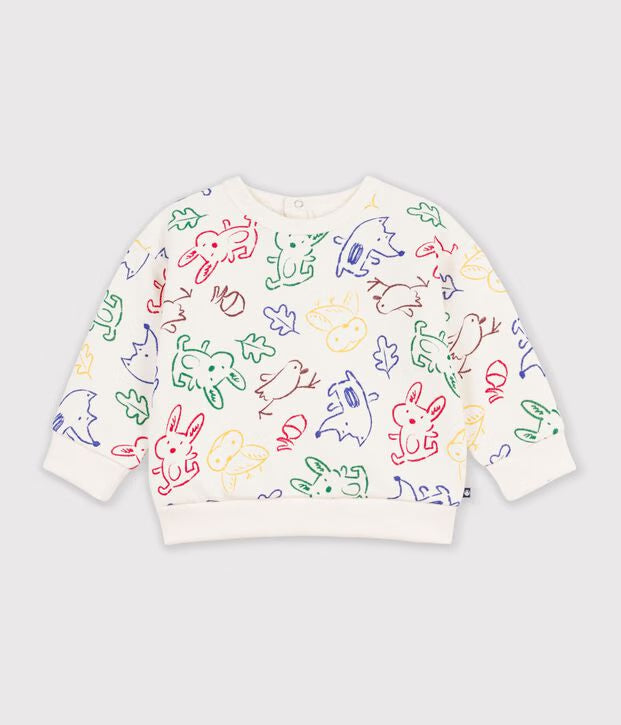 Felpa in cotone con stampa animalier Petit Bateau