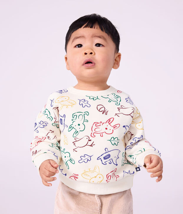 Felpa in cotone con stampa animalier Petit Bateau