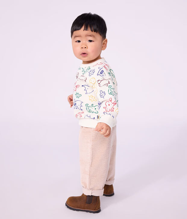 Felpa in cotone con stampa animalier Petit Bateau