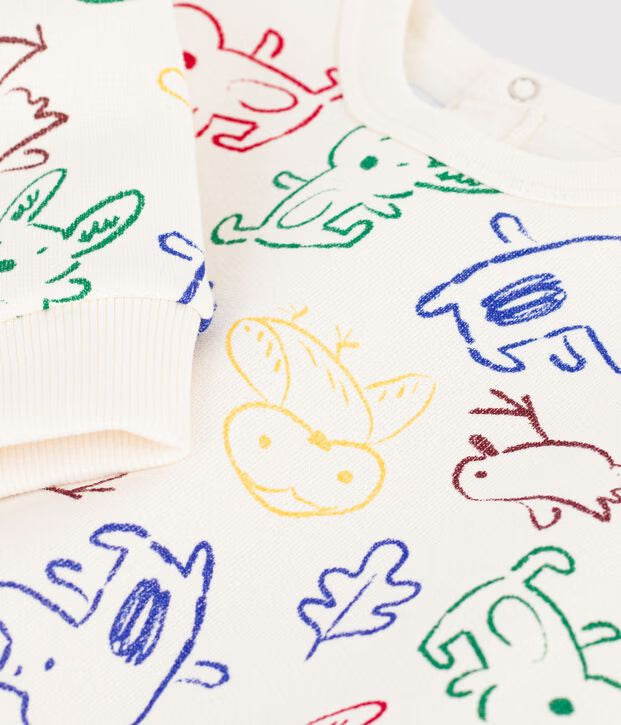 Felpa in cotone con stampa animalier Petit Bateau
