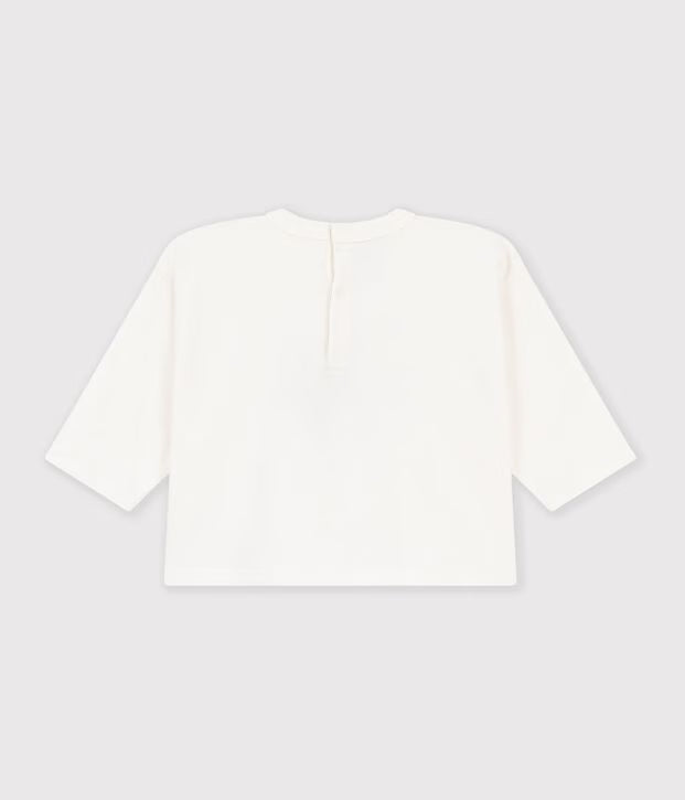 T-shirt a maniche lunghe in cotone tinta unita Petit Bateau