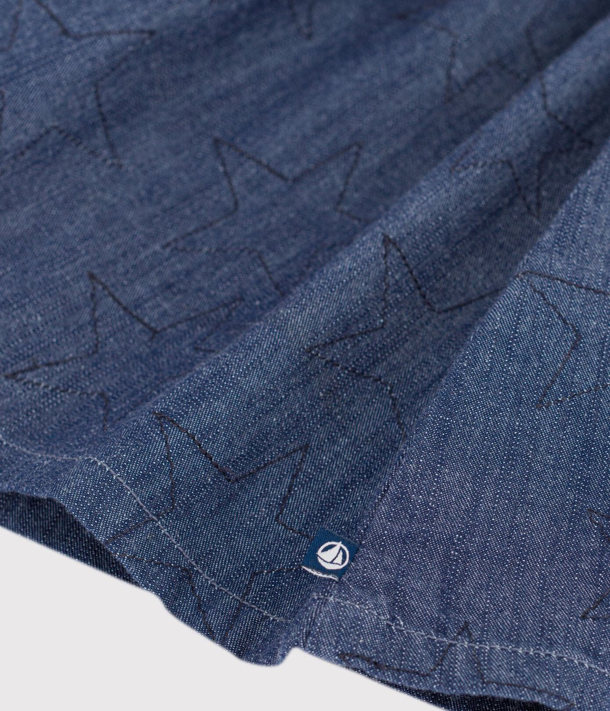 Gonna corta in denim tinta unita con motivo a stelle Petit Bateau