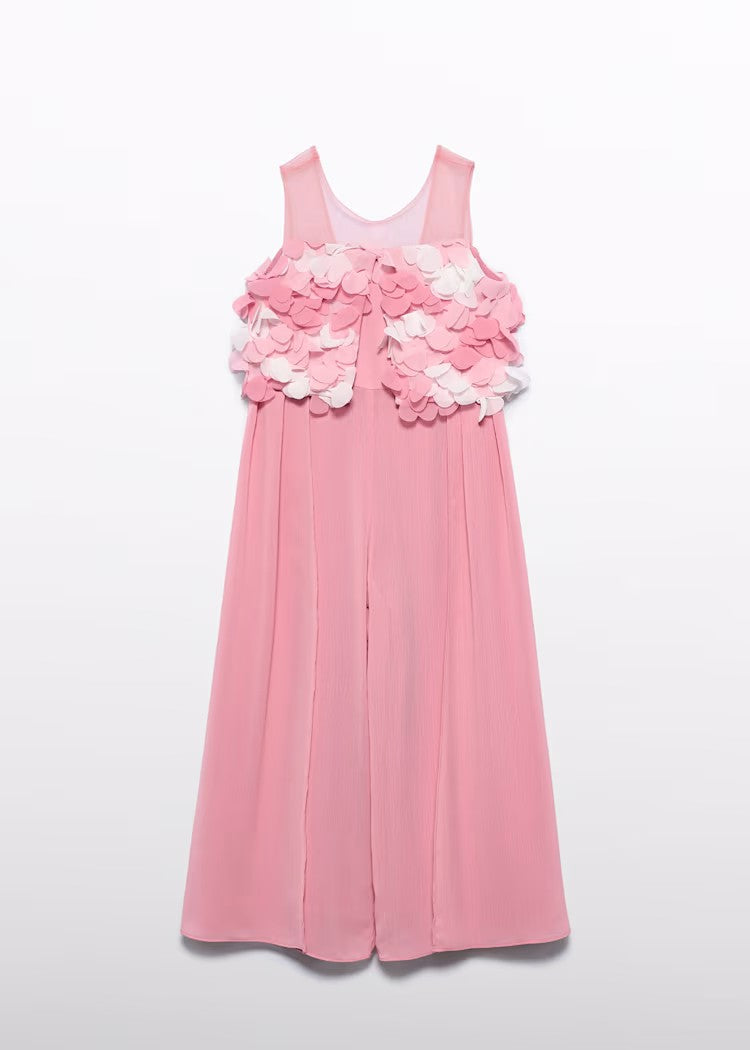 Tuta Lunga Chiffon Fiori 3d Bambina