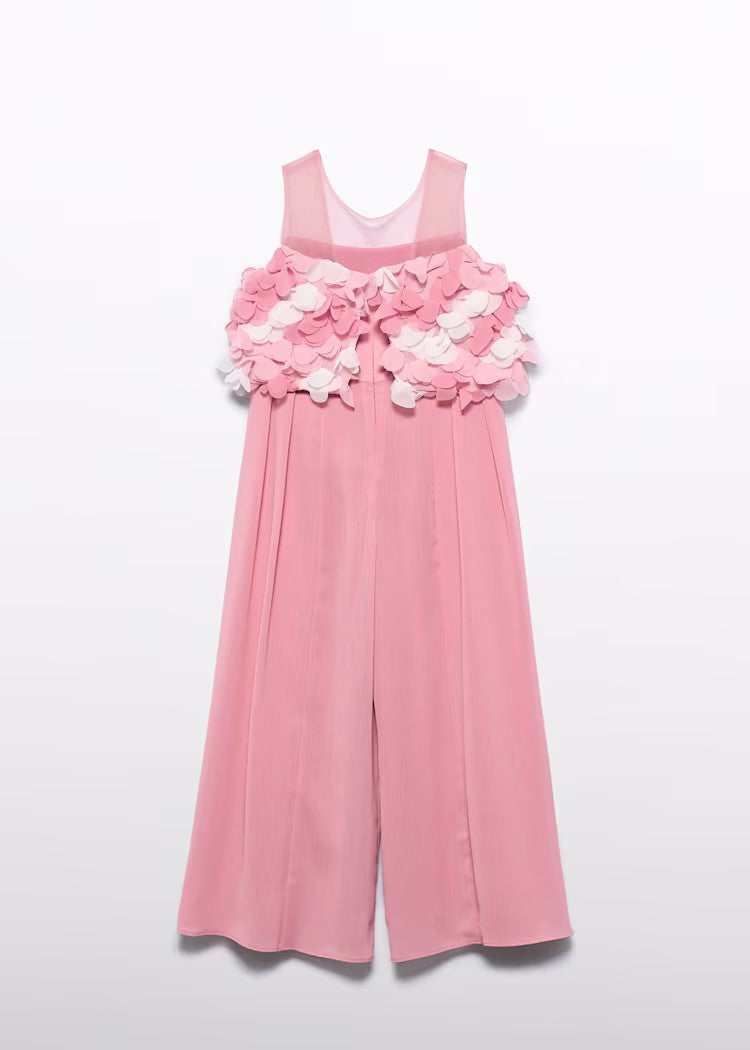 Tuta Lunga Chiffon Fiori 3d Bambina