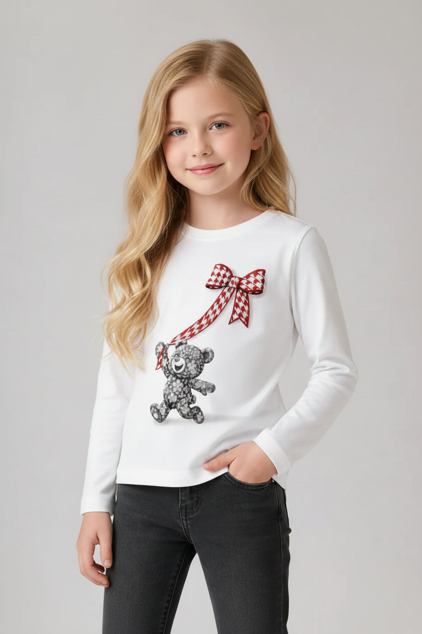 T-shirt per bambina Monnalisa bianca con stampa grafica