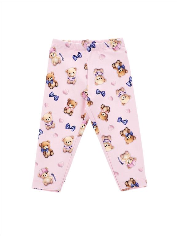 Leggings Monnalisa rosa con stampa orsetti
