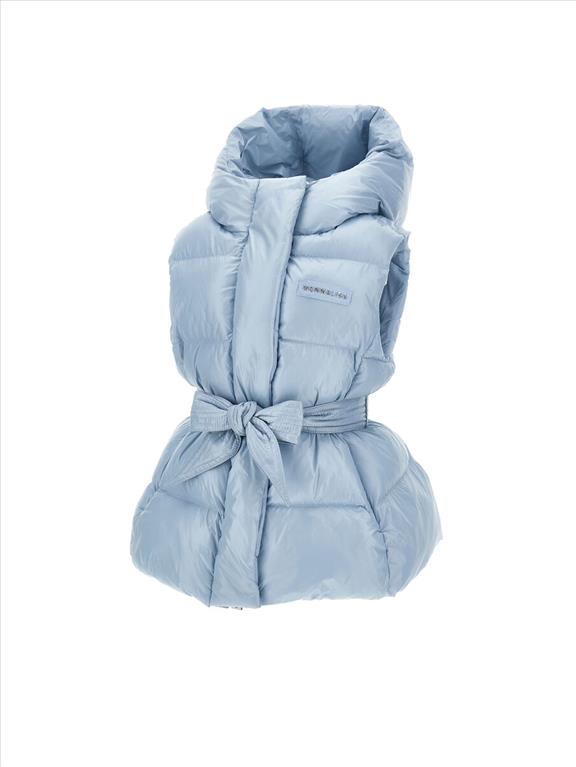 Gilet imbottito Monnalisa per bambina con cintura.