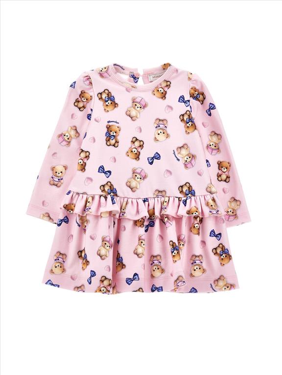 Abito Monnalisa mini rosa in viscosa stretch.