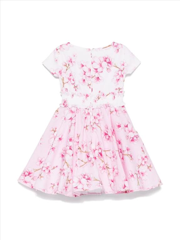 Monnalisa abito rosa e bianco fiori di pesco