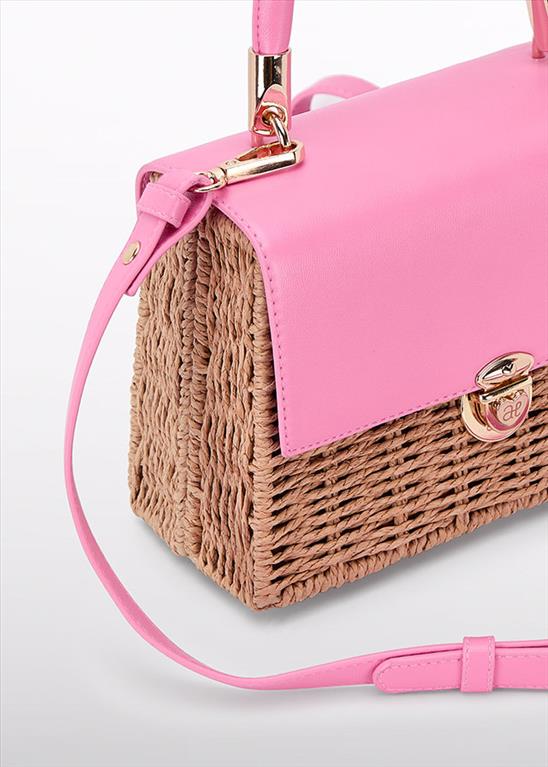 Borsa Abel & Lula in Paglia e Ecopelle Rosa Chic
