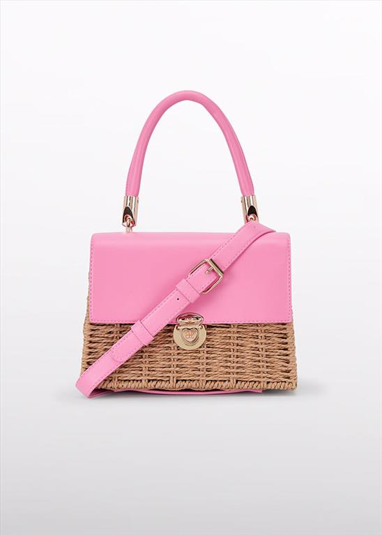 Borsa Abel & Lula in Paglia e Ecopelle Rosa Chic