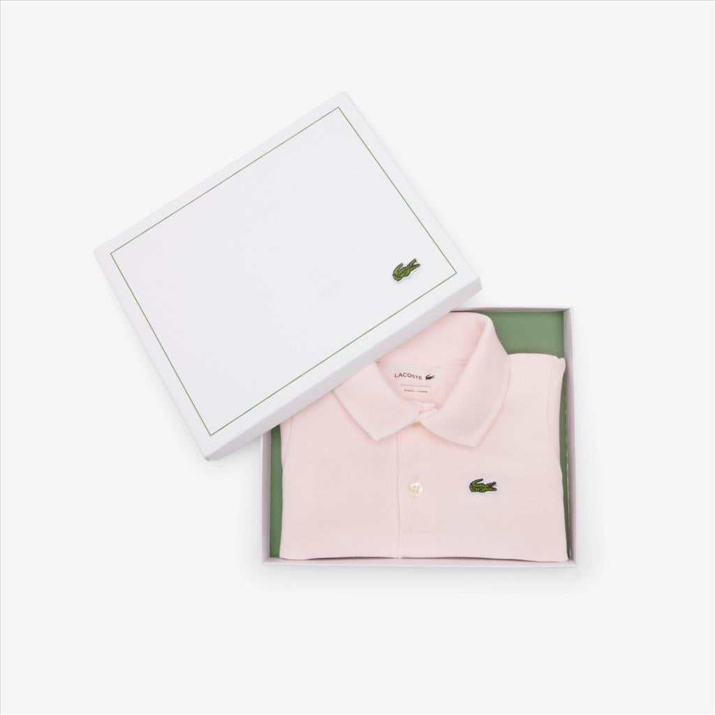 BODY A POLO LACOSTE IN PETIT PIQUÉ NEONATO