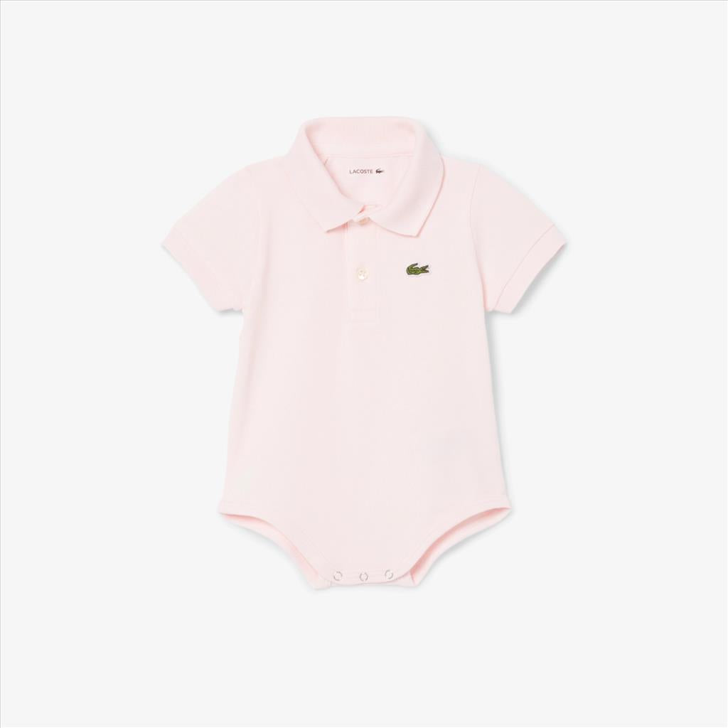 BODY A POLO LACOSTE IN PETIT PIQUÉ NEONATO