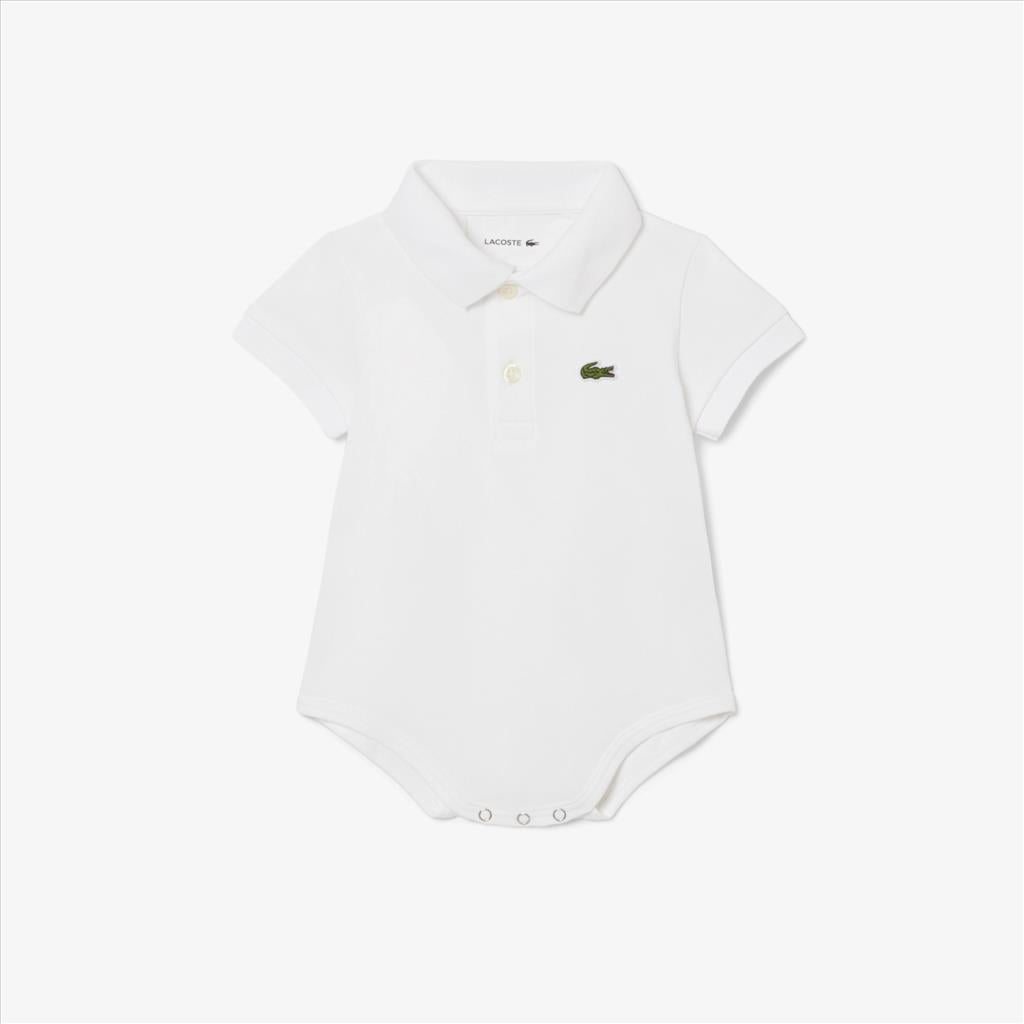 BODY A POLO LACOSTE IN PETIT PIQUÉ NEONATO