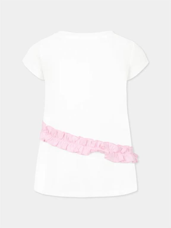 T-shirt bianca per bambina con Bambi e stampa floreale