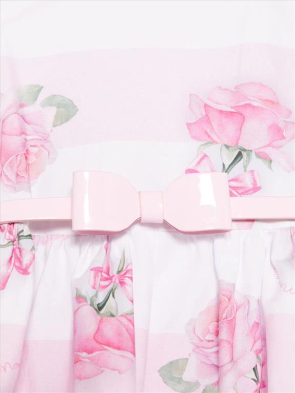Abito per neonata Monnalisa rosa con stampa rose all-over