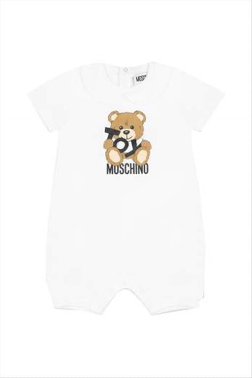PAGLIACETTO PER NEONATO CON STAMPA TEDDY E COLLETTO.