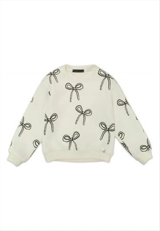 Manila Grace Bambina Felpa Bianca Con Fiocchi E Strass.