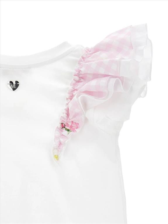 T-SHIRT PER BAMBINA MONNALISA BIANCA CON RUCHES.
