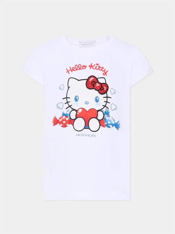 MONNALISA T-Shirt Bianca Hello Kitty Bambina