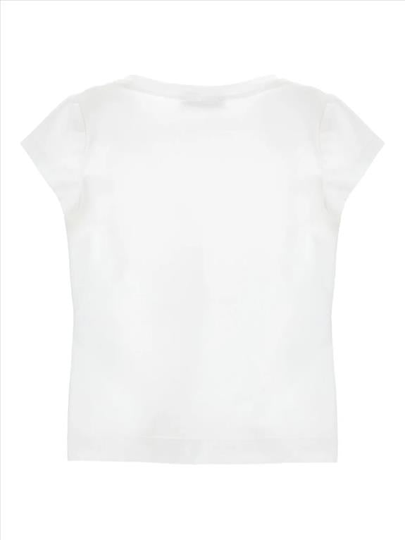 T-SHIRT PER BAMBINA MONNALISA BIANCA CON GRAFICA CAGNOLINO