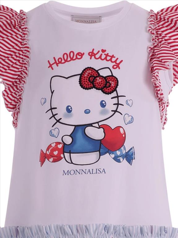 ABITO PER BAMBINA MONNALISA MULTICOLOR CON STAMPA GRAFICA SUL DAVANTI.