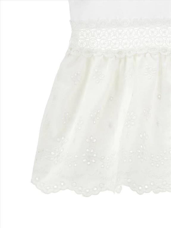 TOP PER BAMBINA MONNALISA BIANCO CON DETTAGLI RICAMATI