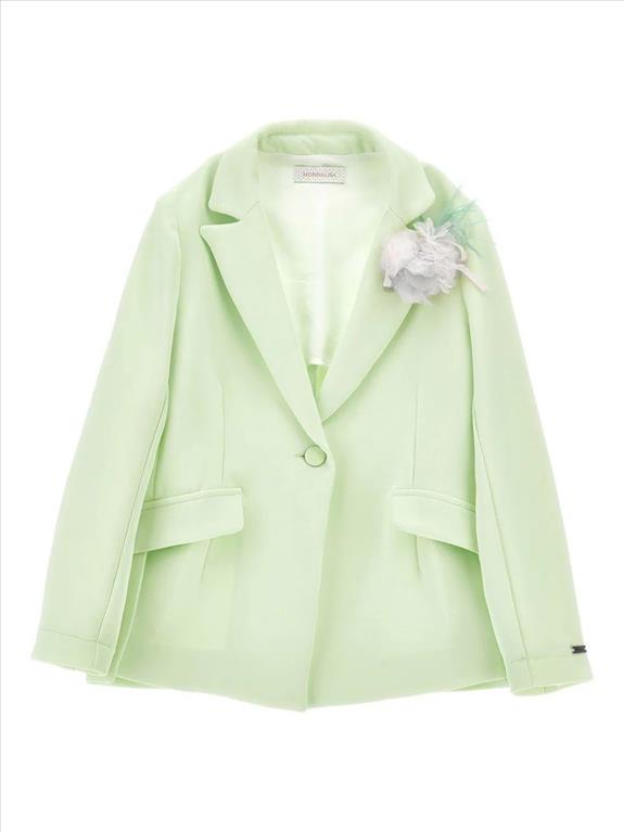 Giacca verde Monnalisa per bambina con applicazione floreale