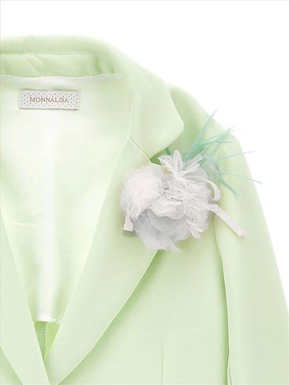 Monnalisa girls' green jacket with floral appliqué
