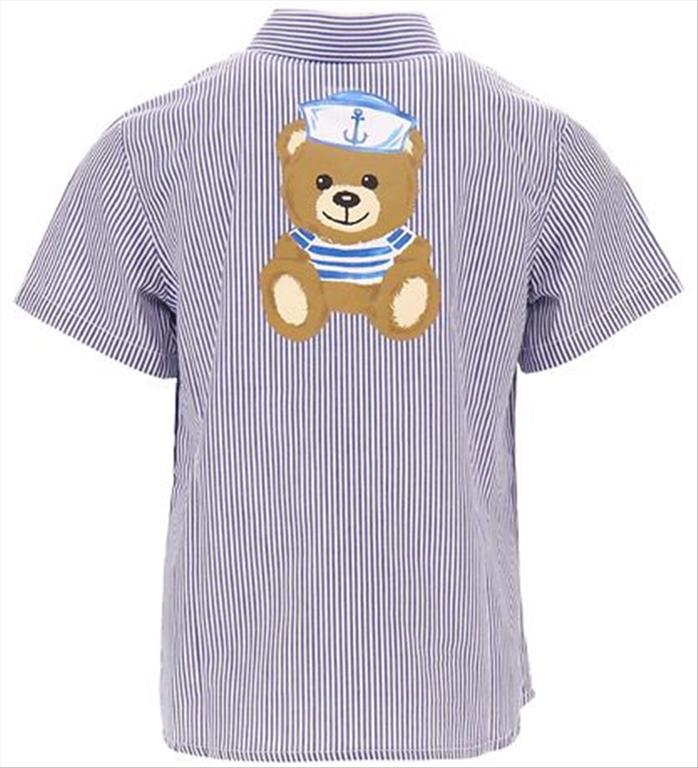 Blue/White Striped Shirt with MOSCHINO Logo