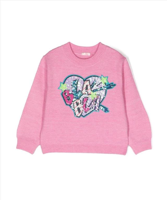 Maglione con pailettes rosa