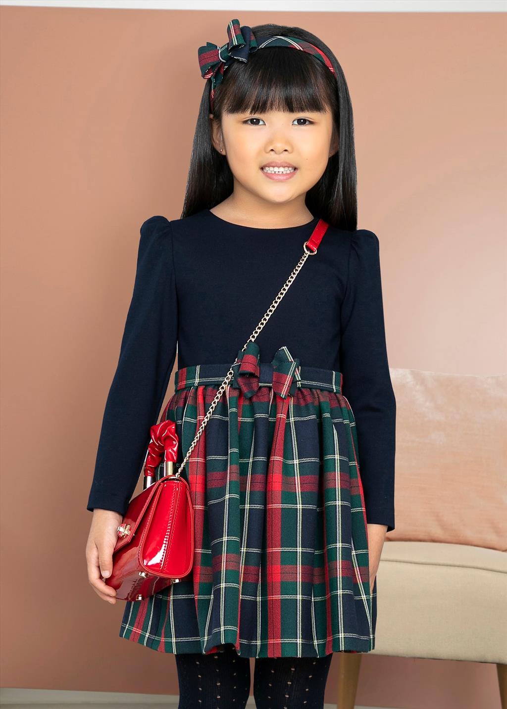 Abito Combined Quadri Bambina