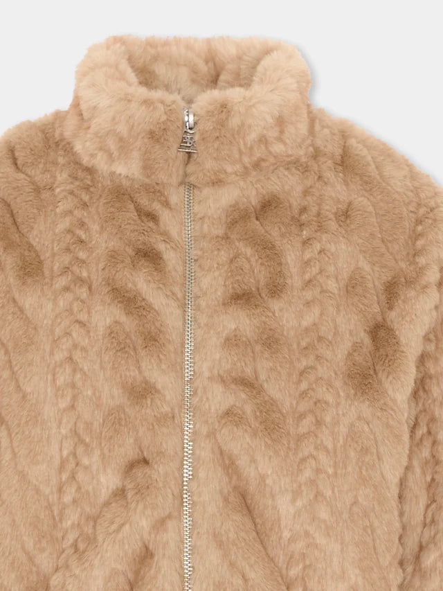 Ecopelliccia beige per bambina Ermanno Scervino