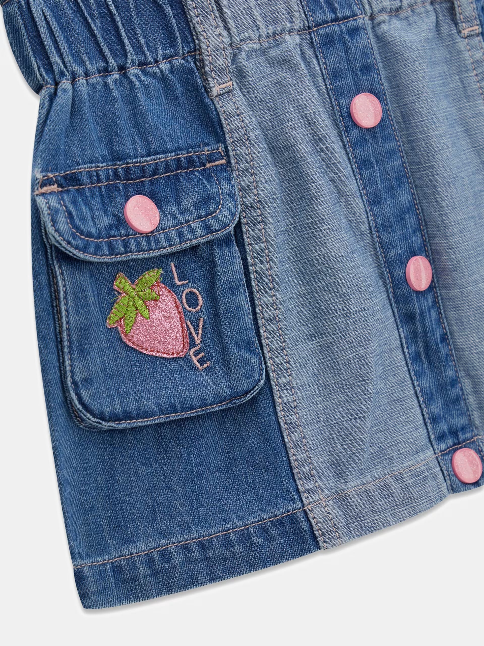 Gonna mini in denim ricamata