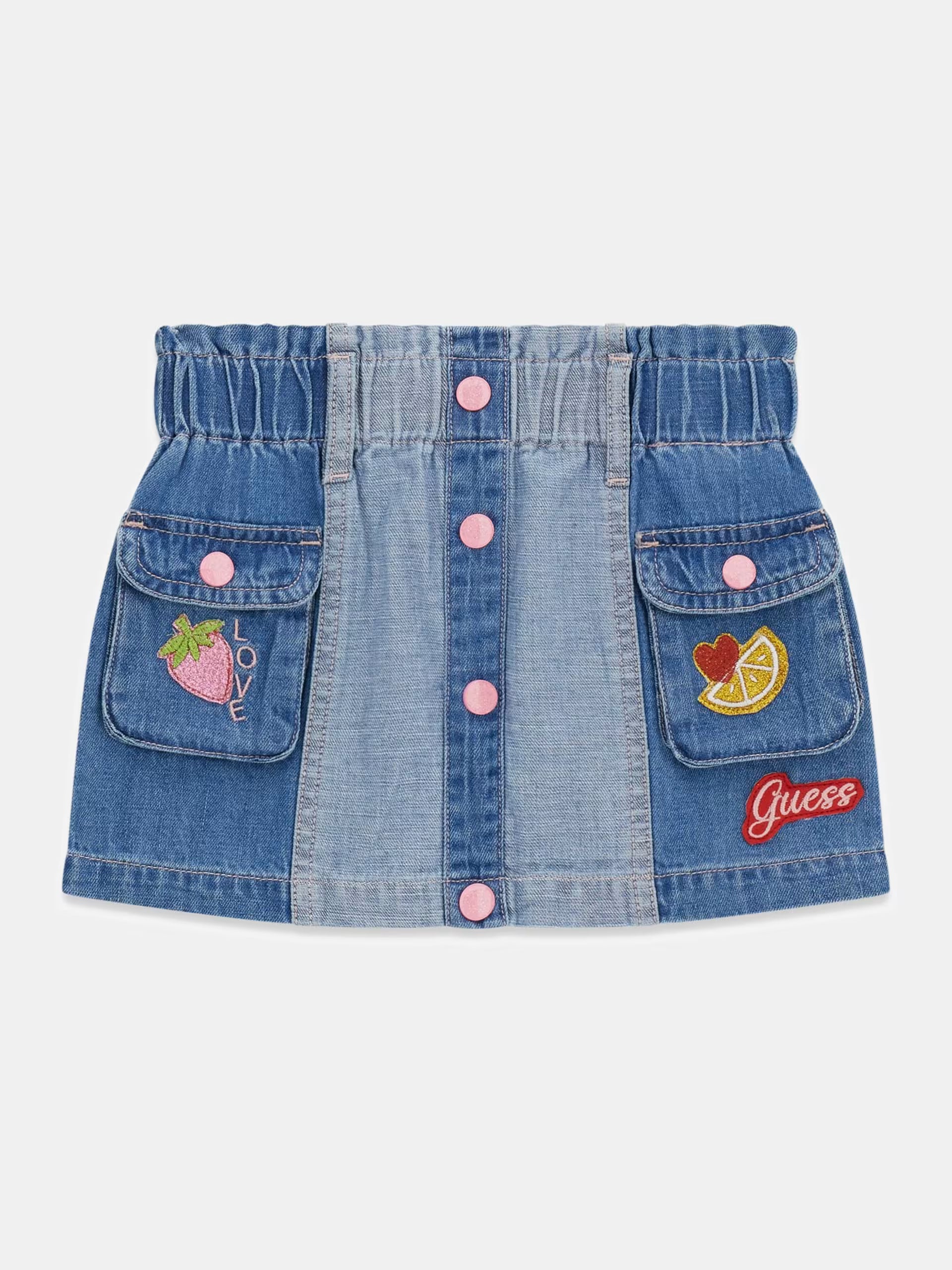 Gonna mini in denim ricamata