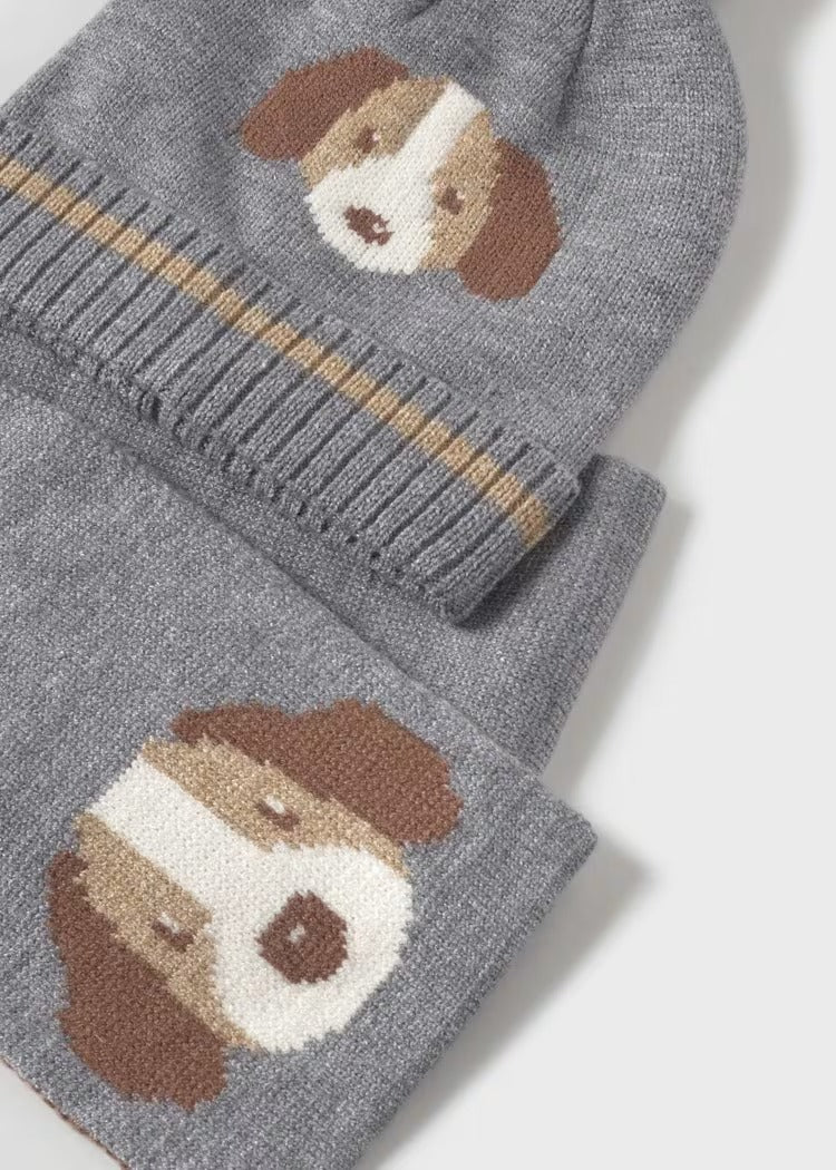 Set cappello e sciarpa cagnolino neonato