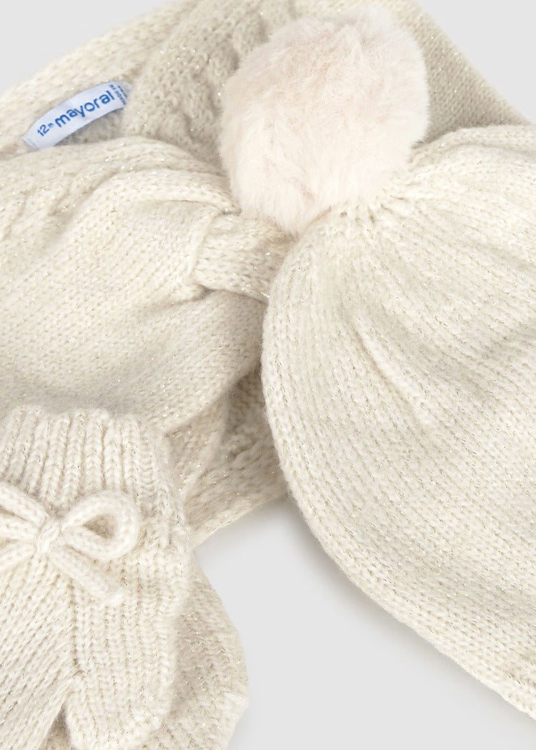 Set 3 pezzi cappello e collo neonata