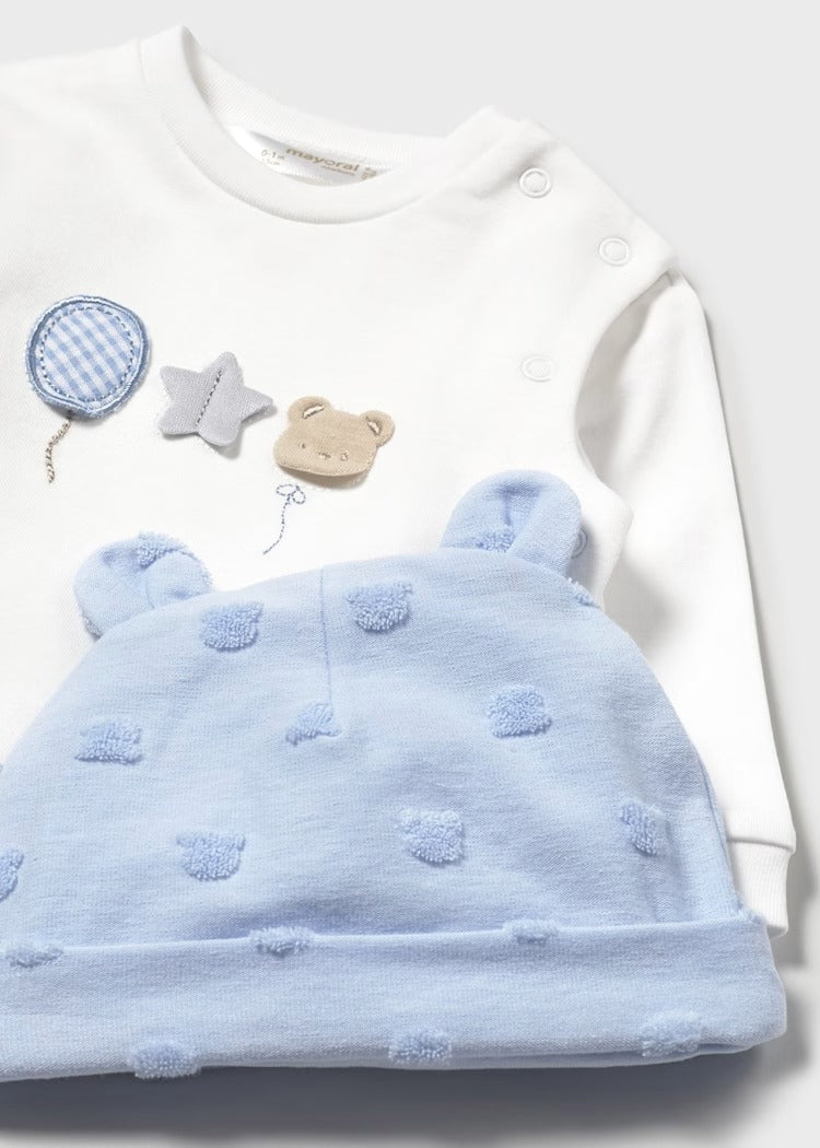 Cotton Two-Piece Sleepsuit with Hat