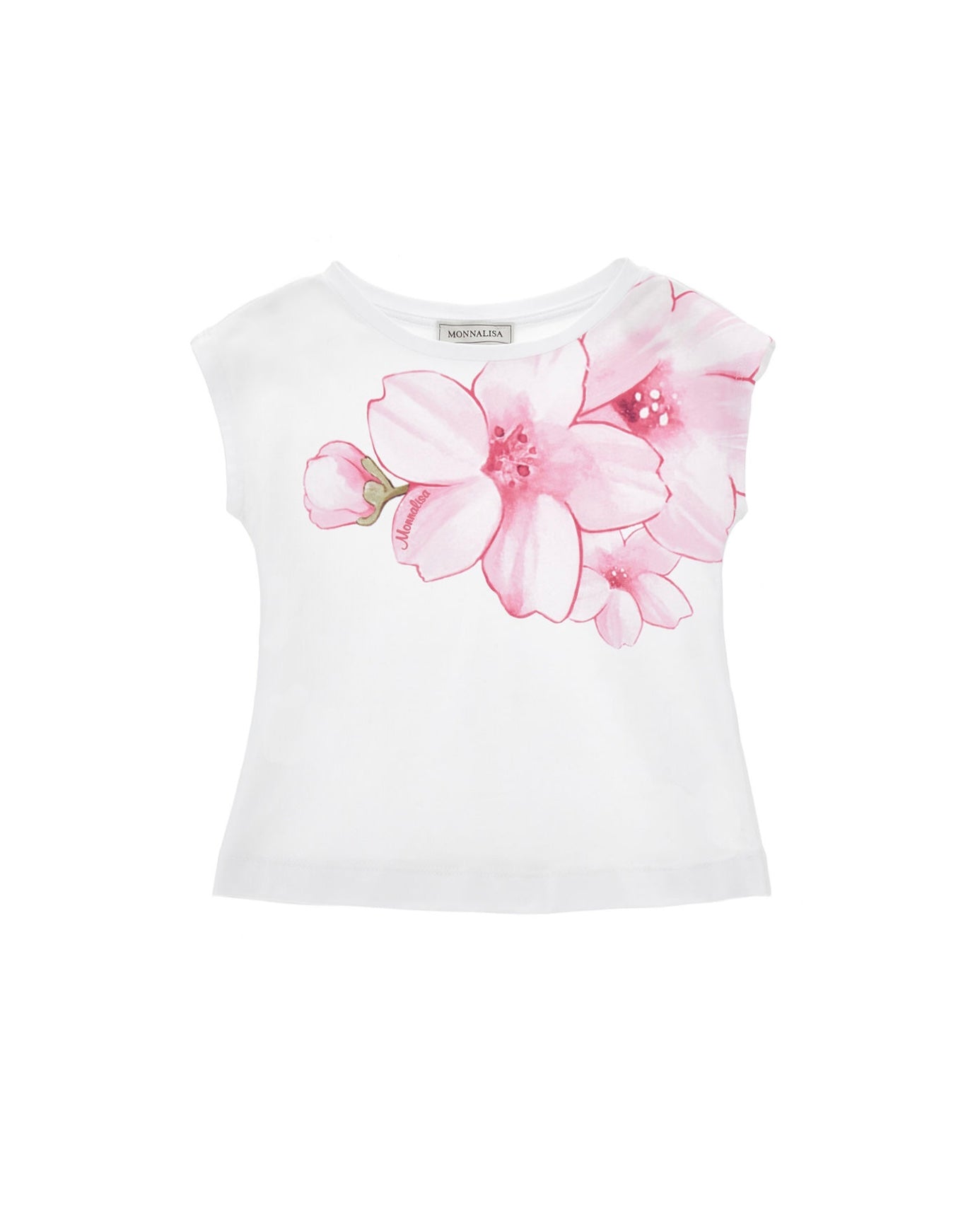 Monnalisa canotta bianca fiore rosa