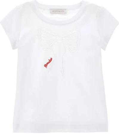 T-shirt Con Fiocco ricamato Monnalisa