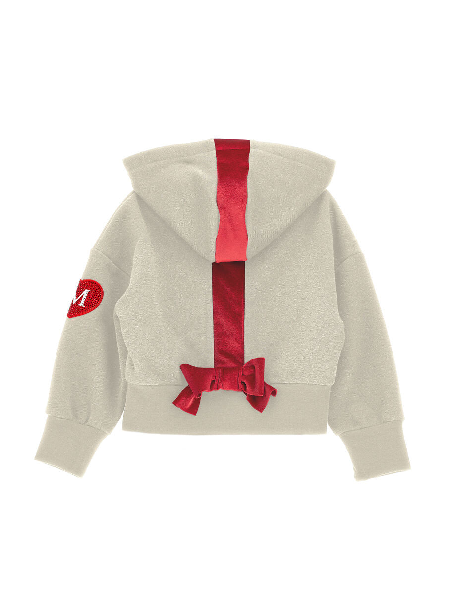 Felpa aperta in cotone con cappuccio