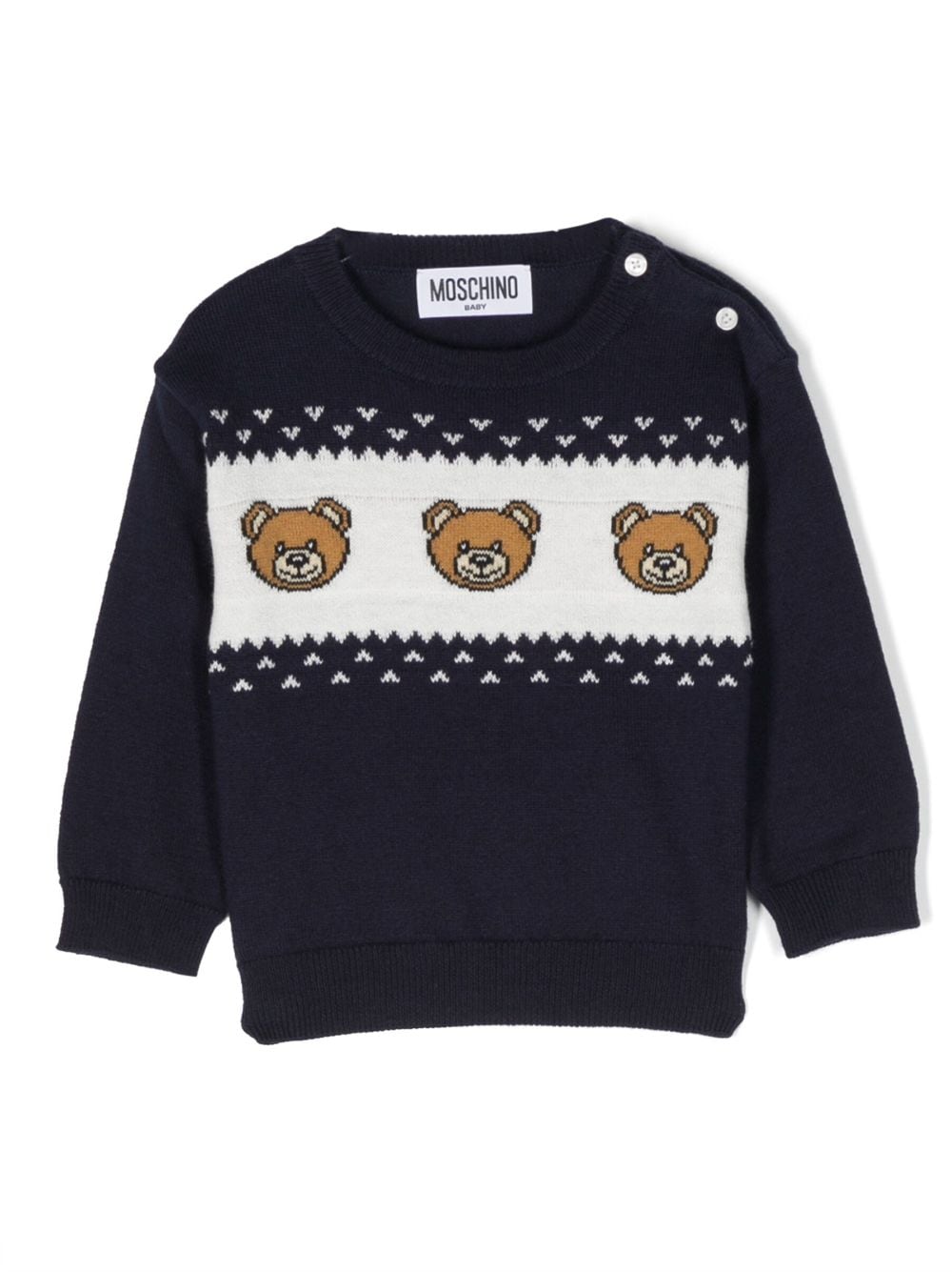 Maglione Girocollo in Lana Mista con OrsettI